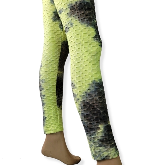 Tik Tok Tye Die Anti-Cellulite Neon Green Leggings - Picture 5 of 9